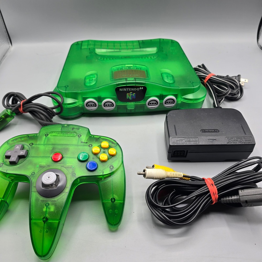 Nintendo 64 N64 Funtastic Jungle Green Console Bundle Controller Expansion Pack